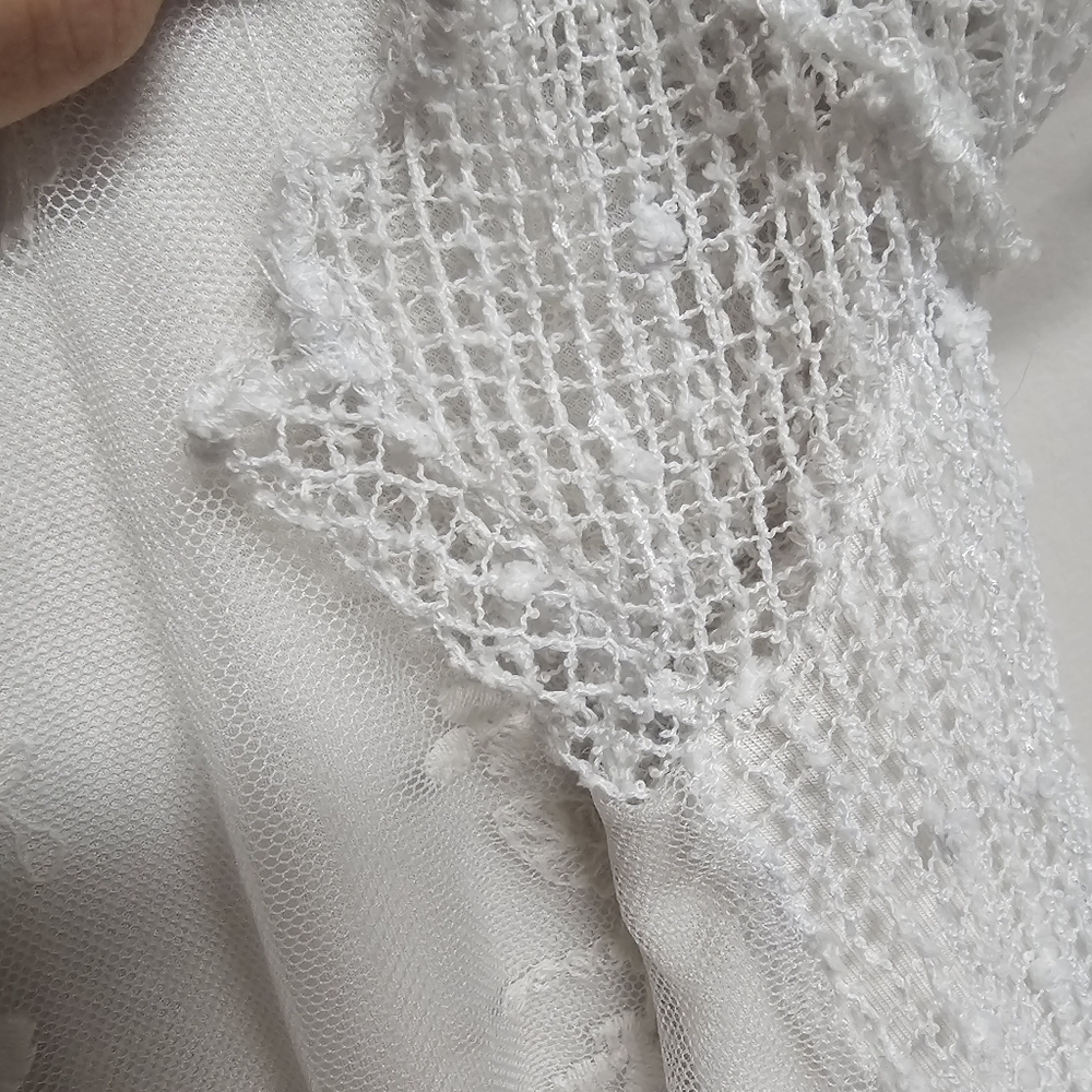 Song N Spirit Cotton Fairy White‎ Crochet Gauzy Blouse TShirt - Picture 7 of 7